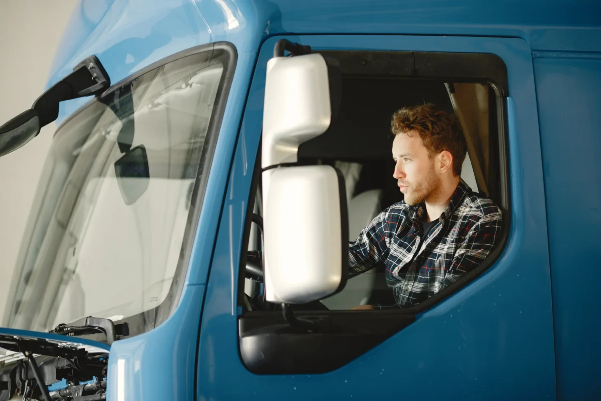 man driving truck